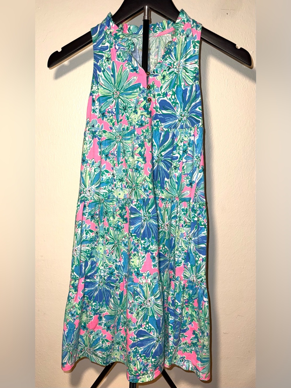 Lilly Pulitzer Malone girls maxi dress, “Soleil Pink Good Hare Day" print, sz4-5
